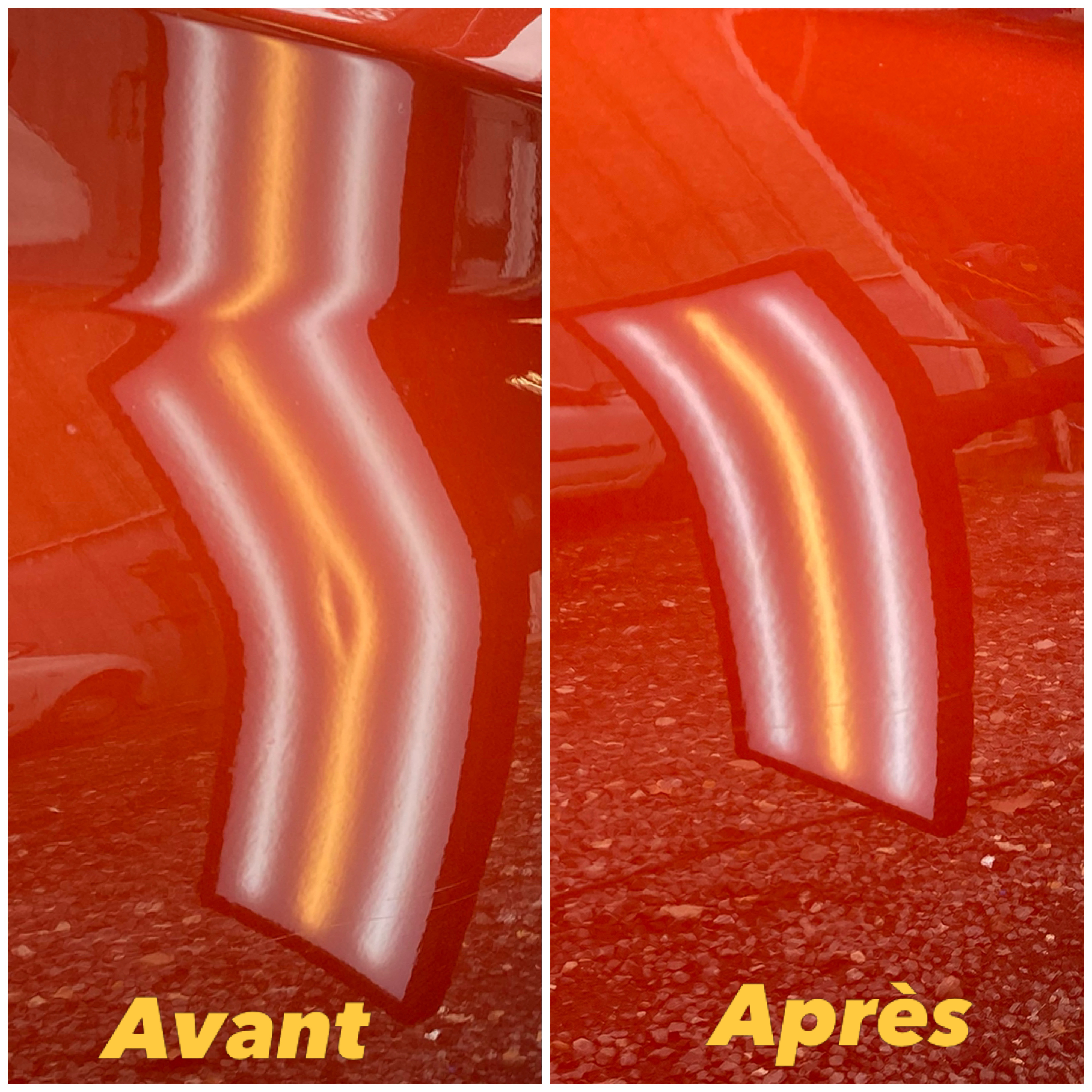 Débosselage sans peinture avant après – réparation impact sur carrosserie noire